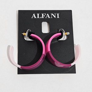 Alfani Medium Color-Block C-Hoop Earrings 1.38 inch - Purple